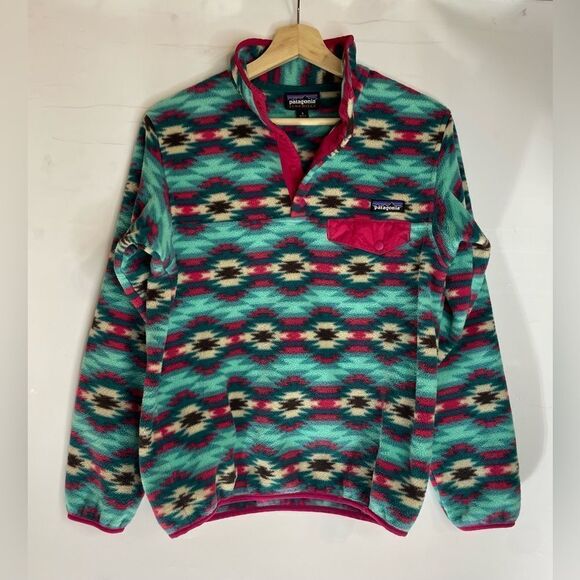 Patagonia Sweaters - Patagonia Southwestern Aztec Print Synchilla Fleece Pullover Sweatshirt Small